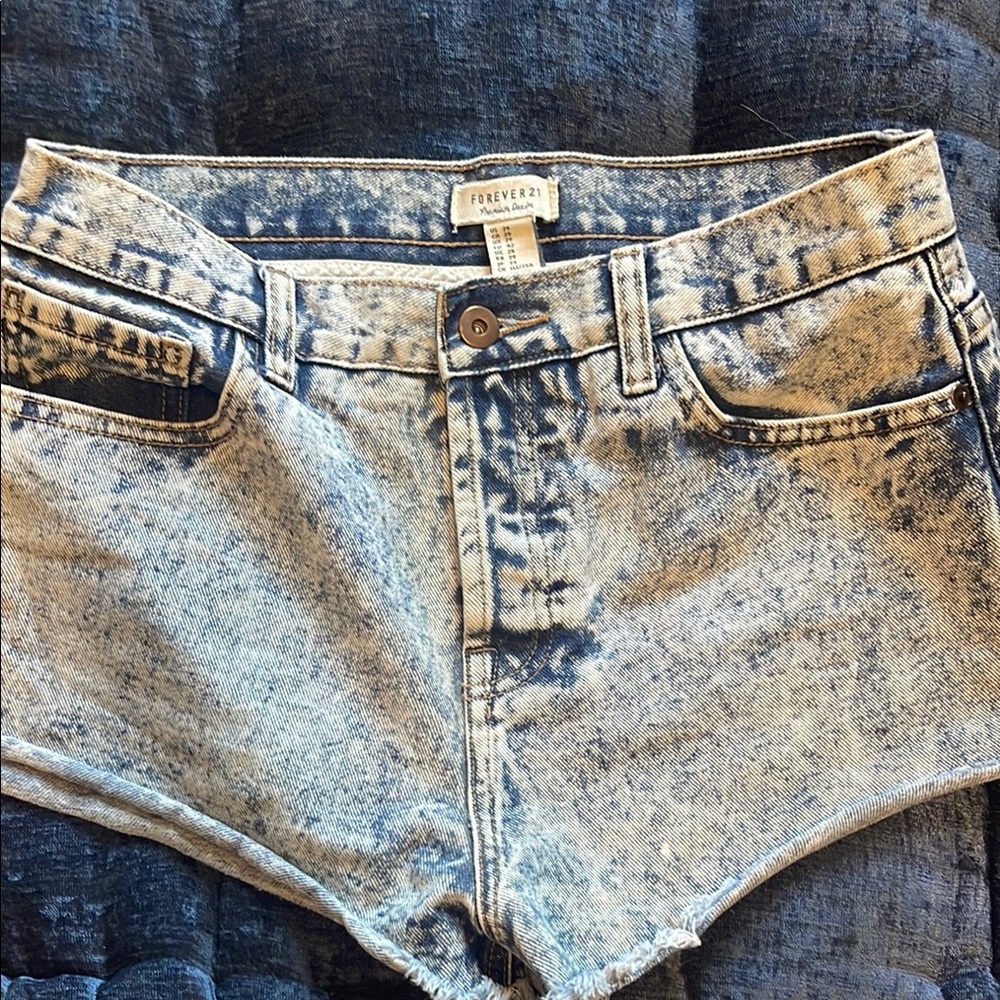 Forever 21 Blue Distressed Jean Shorts
